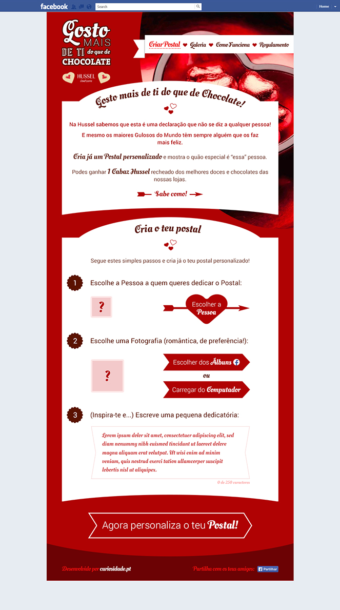 Aplicação de Facebook "Gosto mais de Ti do que de Chocolate"