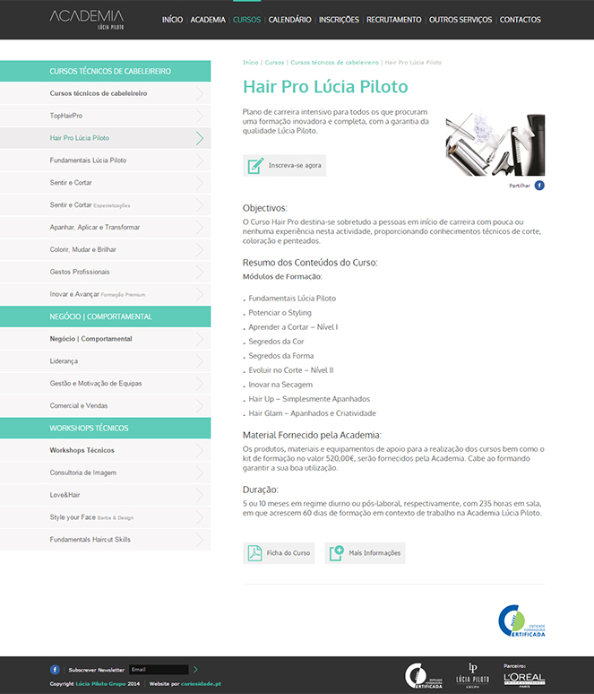 Website Lúcia Piloto Academia