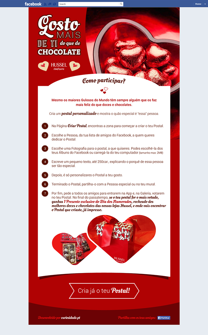 Aplicação de Facebook "Gosto mais de Ti do que de Chocolate"