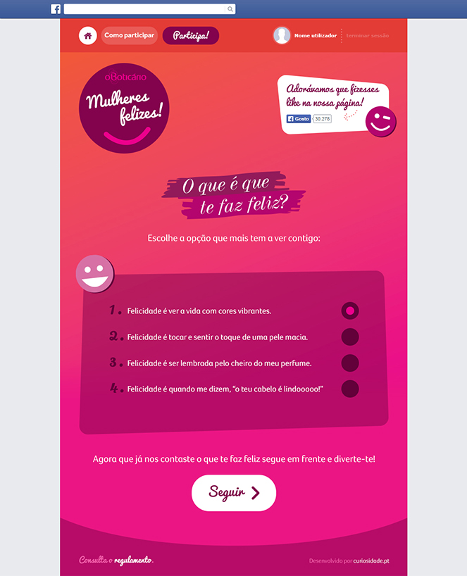 Aplicação de Facebook "Mulheres Felizes"