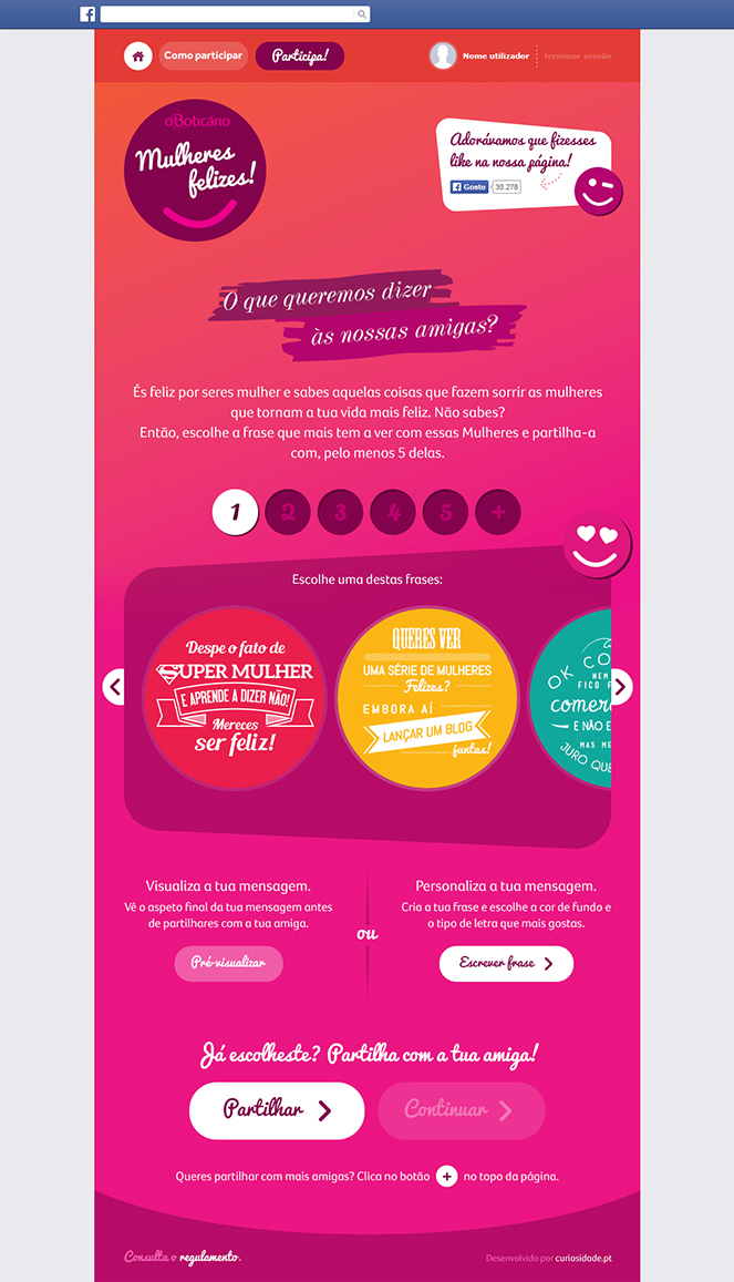 Aplicação de Facebook "Mulheres Felizes"